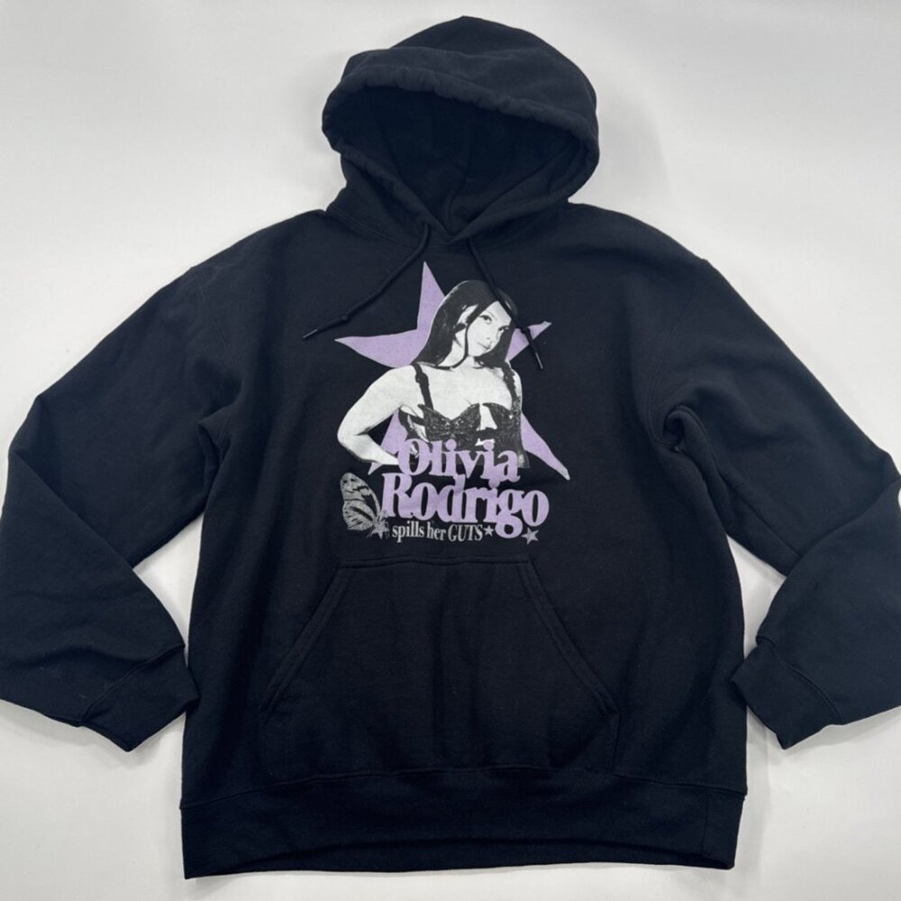Olivia Rodrigo Hoodie Spill Ur Guts Womens Medium Black Music Pop Tour OR World